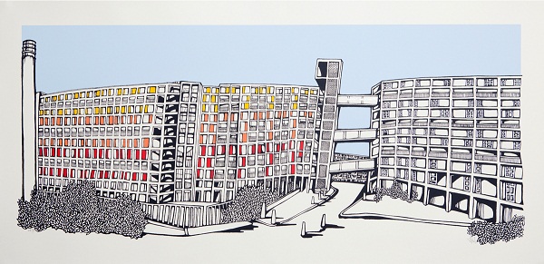 Illustration of Sheffield's Park Hill housing estate.