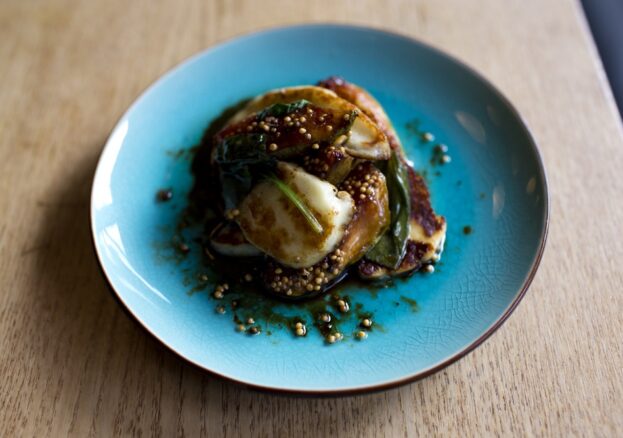 Plate of halloumi and fig