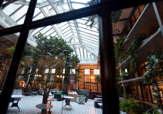 The glass atrium inside The Refuge