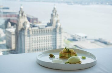 A table with a view of Liverpool at the fine dining restaurant Panoramic 34