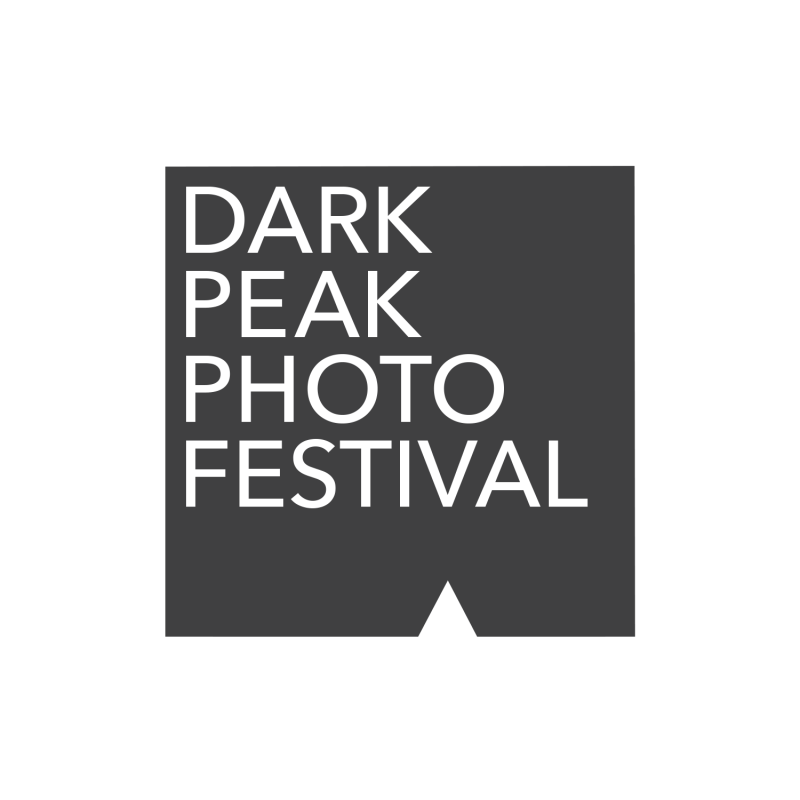Dark Peak Photo Festival - white text on dark grey 