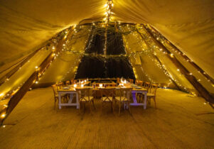 Beautiful view of our Dining Tipi Table