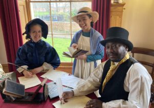 Family in historic costume February Half Term at Elizabeth Gaskell's House