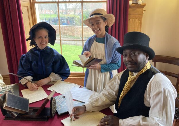 Family in historic costume February Half Term at Elizabeth Gaskell's House