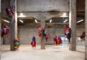 Nnena Kalu, Hanging Sculpture 1-10, installation, 2024; photo courtesy of Manifesta 15 Barcelona Metropolitana. Photo credit: Ivan Erofeev.
